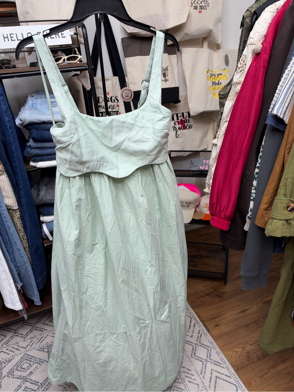 Scoop-Neck Maxi Dress in Sage Green - Picture 2 of 3